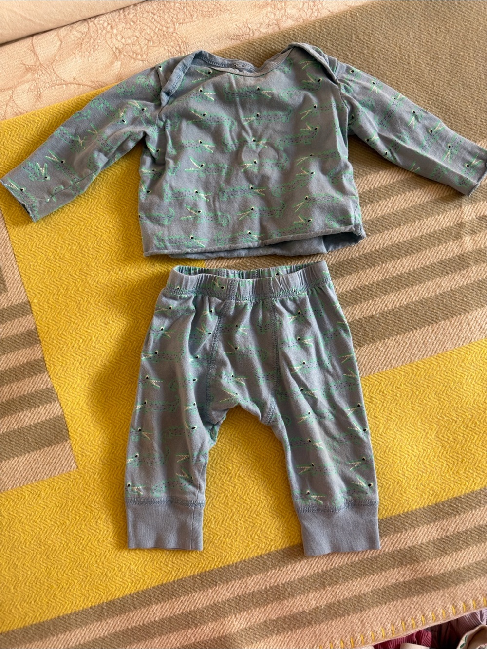 Stella McCartney Kids Blue Pajama Set with alligator Print
